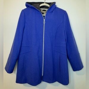 Mark Reed Women's Blue Hooded Wool Blend Coat Size 14